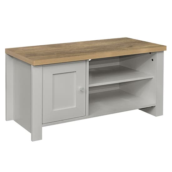 Highgate Small Wooden TV Stand In Grey And Oak_3
