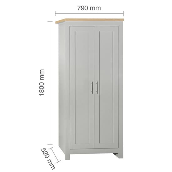 Highland Wooden Wardrobe With 2 Doors In Grey And Oak_5