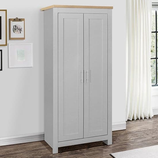 Highland Wooden Wardrobe With 2 Doors In Grey And Oak_1