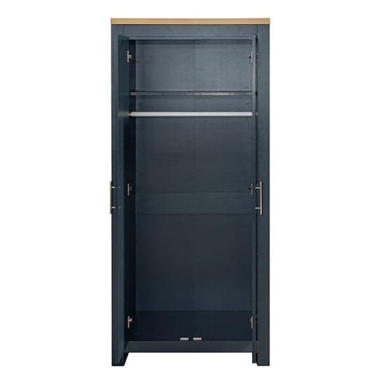 Highgate Wooden Wardrobe With 2 Doors In Navy Blue And Oak_3