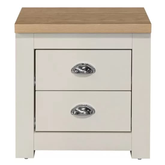 Highland Wooden Bedside Cabinet With 2 Drawers In Cream And Oak_3