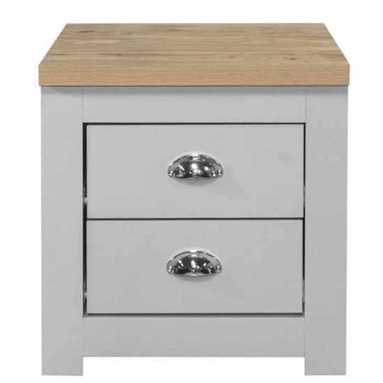 Highland Wooden Bedside Cabinet With 2 Drawers In Grey And Oak_3