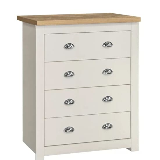 Highland Wooden Chest Of 4 Drawers In Cream And Oak_2
