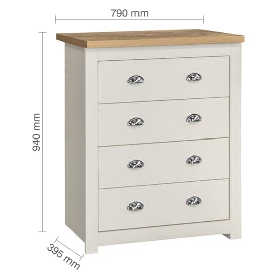 Highland Wooden Chest Of 4 Drawers In Cream And Oak_6