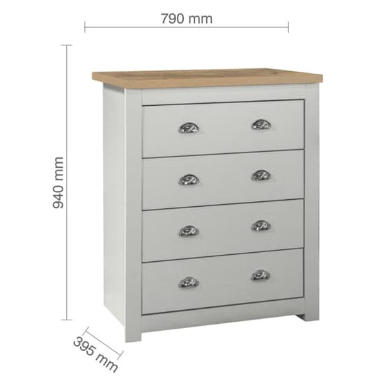 Highland Wooden Chest Of 4 Drawers In Grey And Oak_6