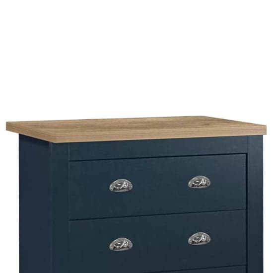 Highland Wooden Chest Of 4 Drawers In Navy Blue And Oak_2