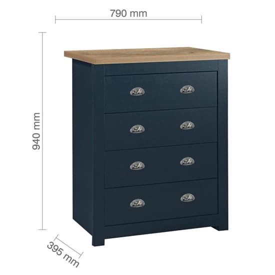 Highland Wooden Chest Of 4 Drawers In Navy Blue And Oak_6