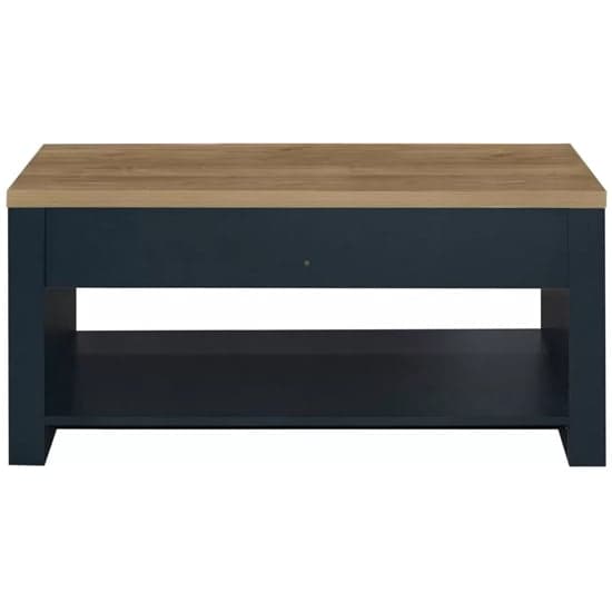 Highland Wooden Coffee Table With 2 Drawers In Blue And Oak_4