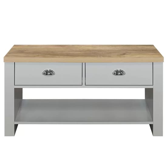 Highland Wooden Coffee Table With 2 Drawers In Grey And Oak_3