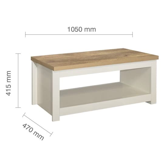 Highland Wooden Coffee Table With Lower Shelf In Cream And Oak_5