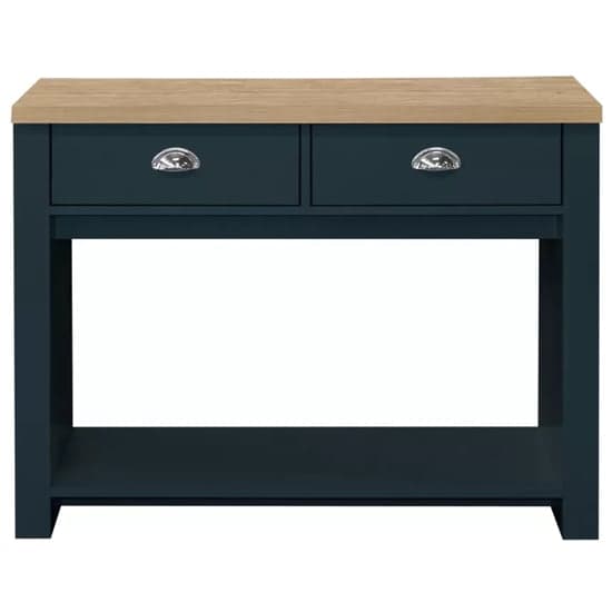 Highland Wooden Console Table With 2 Drawers In Blue And Oak_3