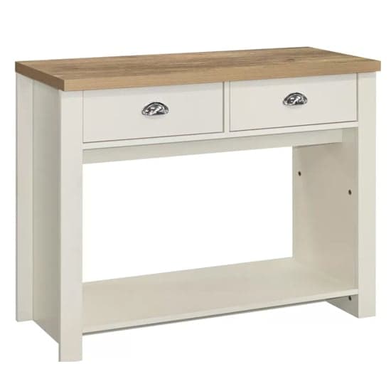 Highland Wooden Console Table With 2 Drawers In Cream And Oak_2