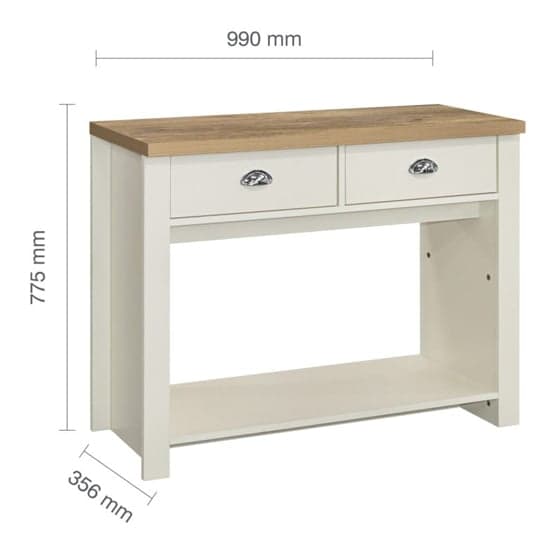 Highland Wooden Console Table With 2 Drawers In Cream And Oak_6