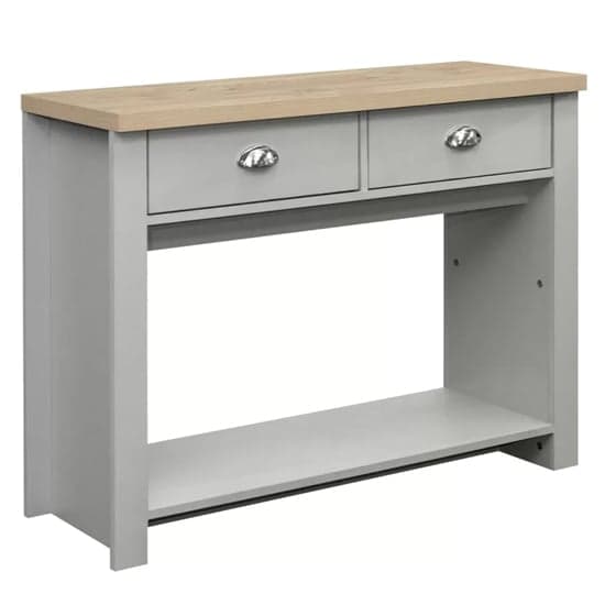 Highland Wooden Console Table With 2 Drawers In Grey And Oak_2