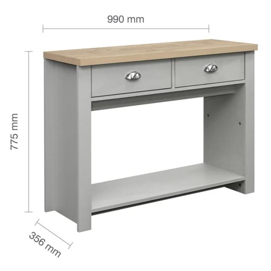 Highland Wooden Console Table With 2 Drawers In Grey And Oak_6