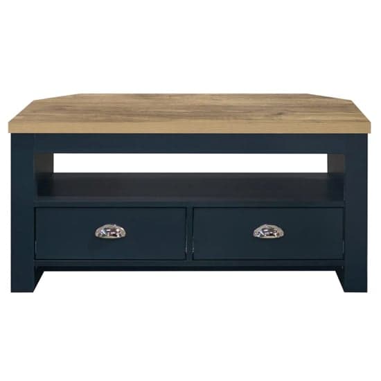 Highland Wooden Corner TV Stand In Navy Blue And Oak_3