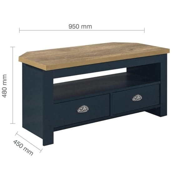 Highland Wooden Corner TV Stand In Navy Blue And Oak_6