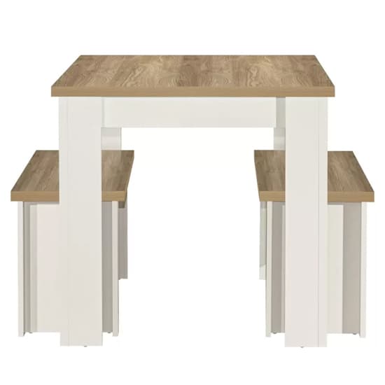Highland Wooden Dining Table And 2 Benches In Cream And Oak_3