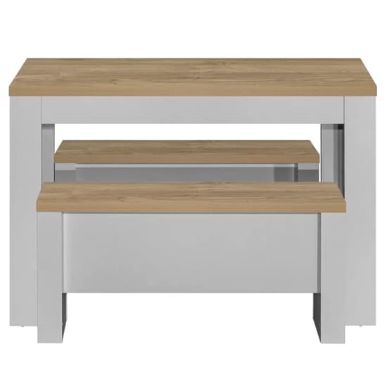Highland Wooden Dining Table And 2 Benches In Grey And Oak_4