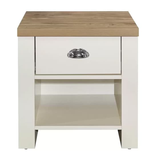Highland Wooden Lamp Table With 1 Drawer In Cream And Oak_3