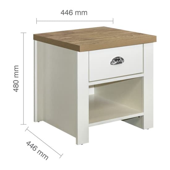 Highland Wooden Lamp Table With 1 Drawer In Cream And Oak_6