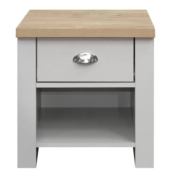 Highland Wooden Lamp Table With 1 Drawer In Grey And Oak_3