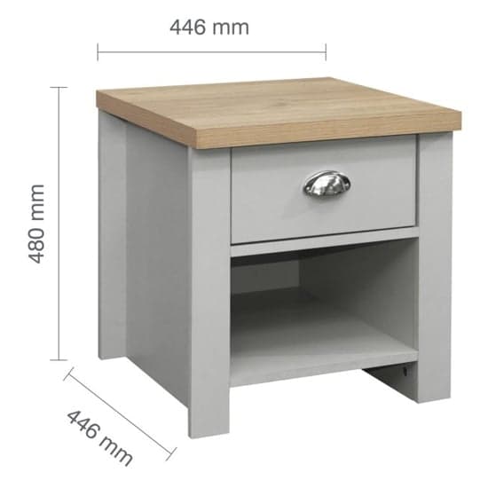 Highland Wooden Lamp Table With 1 Drawer In Grey And Oak_6