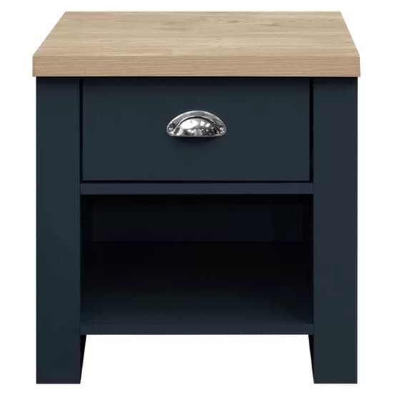 Highland Wooden Lamp Table With 1 Drawer In Navy Blue And Oak_3