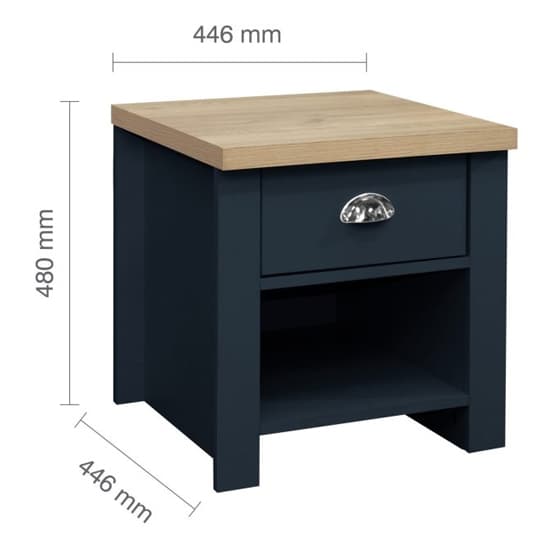 Highland Wooden Lamp Table With 1 Drawer In Navy Blue And Oak_6