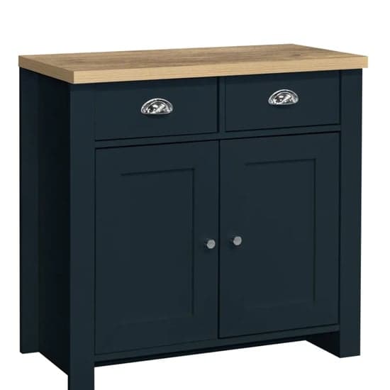 Highland Wooden Sideboard With 2 Door 2 Drawer In Blue And Oak_2