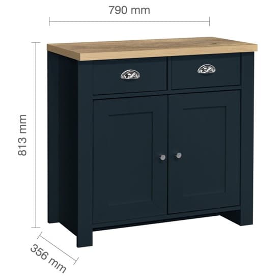 Highland Wooden Sideboard With 2 Door 2 Drawer In Blue And Oak_6