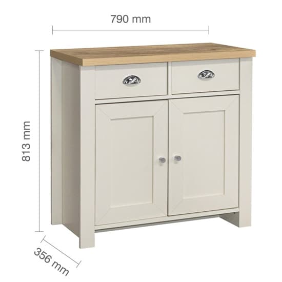 Highland Wooden Sideboard With 2 Door 2 Drawer In Cream And Oak_6