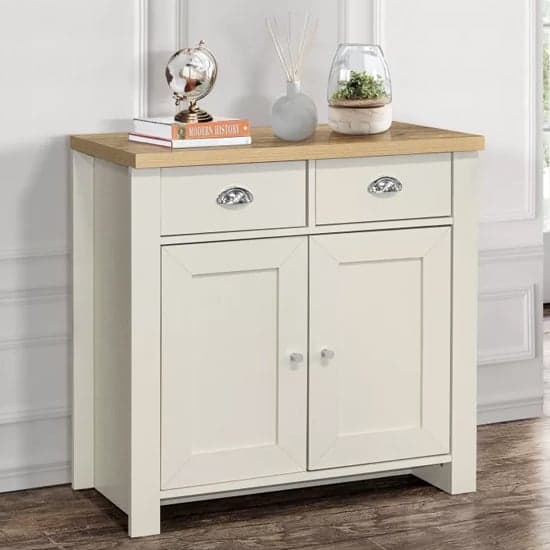 Highland Wooden Sideboard With 2 Door 2 Drawer In Cream And Oak_1