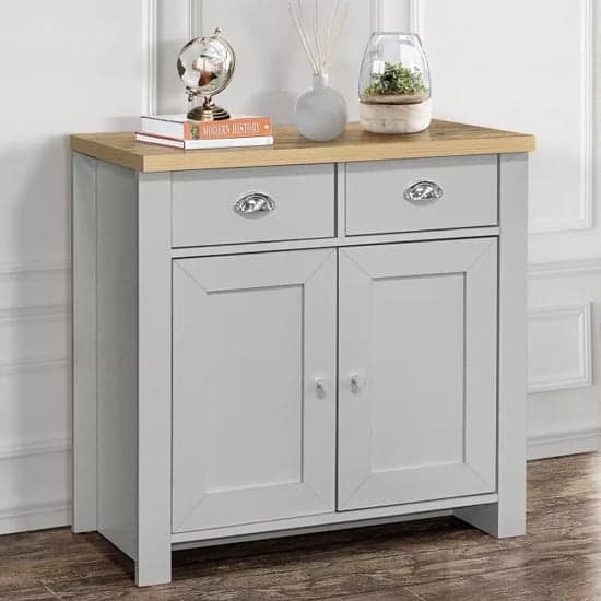 Highland Wooden Sideboard With 2 Door 2 Drawer In Grey And Oak_1