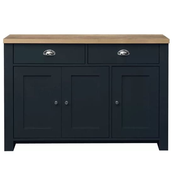 Highland Wooden Sideboard With 3 Door 2 Drawer In Blue And Oak_3