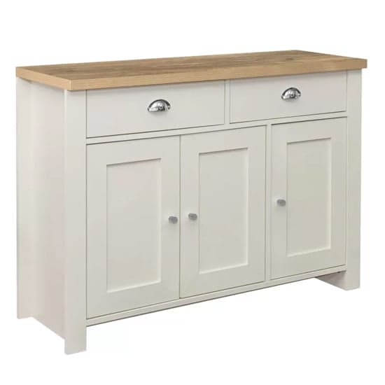 Highland Wooden Sideboard With 3 Door 2 Drawer In Cream And Oak_2