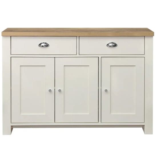 Highland Wooden Sideboard With 3 Door 2 Drawer In Cream And Oak_3