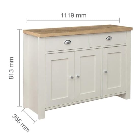 Highland Wooden Sideboard With 3 Door 2 Drawer In Cream And Oak_6