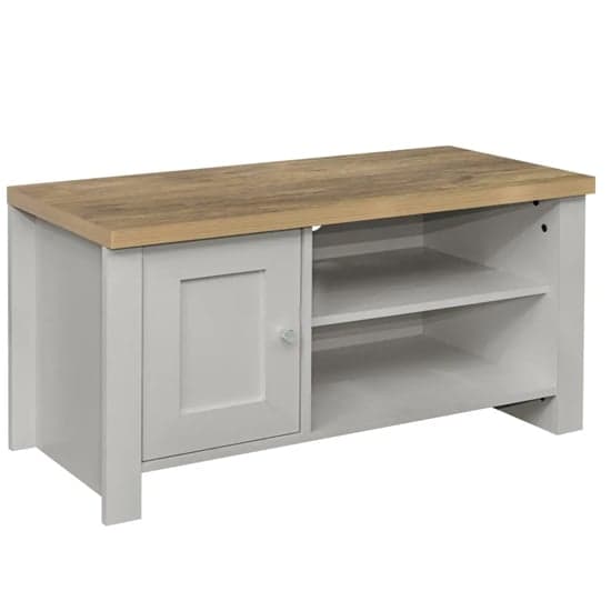 Highland Wooden TV Stand With 1 Door In Grey And Oak_2