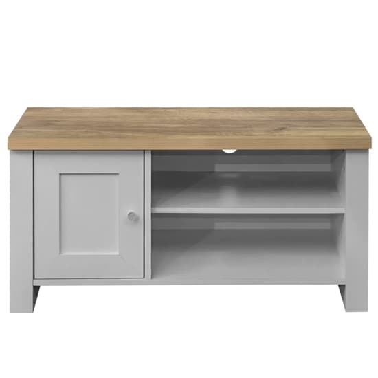 Highland Wooden TV Stand With 1 Door In Grey And Oak_3