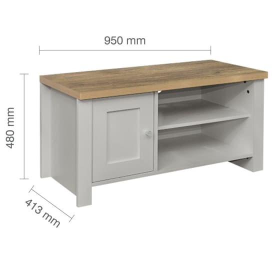 Highland Wooden TV Stand With 1 Door In Grey And Oak_6
