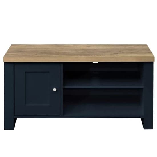 Highland Wooden TV Stand With 1 Door In Navy Blue And Oak_3