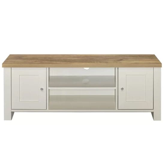 Highland Wooden TV Stand With 2 Doors In Cream And Oak_3