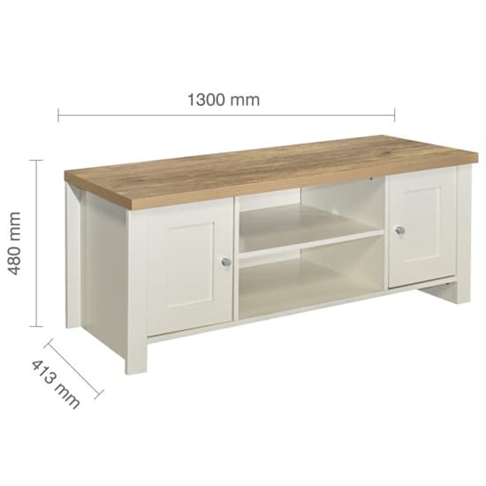 Highland Wooden TV Stand With 2 Doors In Cream And Oak_6