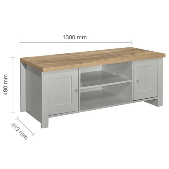Highland Wooden TV Stand With 2 Doors In Grey And Oak_6
