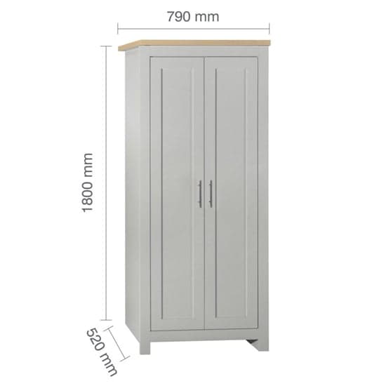 Highland Wooden Wardrobe With 2 Doors In Cream And Oak_2
