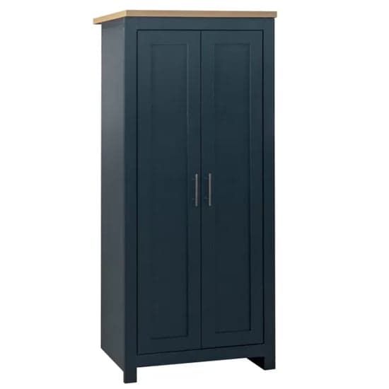 Highland Wooden Wardrobe With 2 Doors In Navy Blue And Oak_2