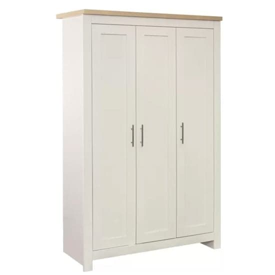 Highland Wooden Wardrobe With 3 Doors In Cream And Oak_2