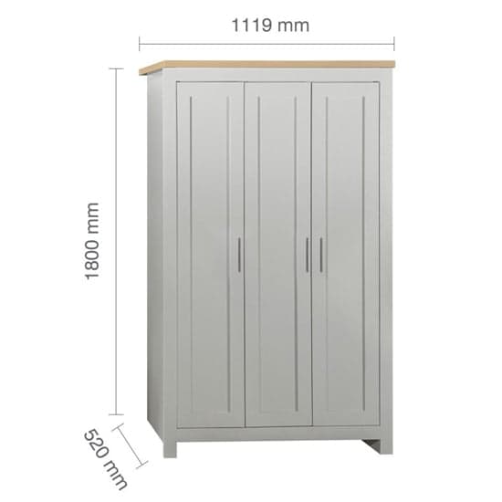 Highland Wooden Wardrobe With 3 Doors In Grey And Oak_2