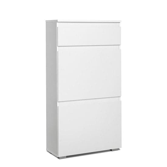 Hilary Shoe Cabinet In White With 2 Flap Doors